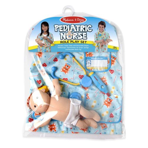  Melissa & Doug Pediatric Nurse Role Play Costume Set (8 pcs) - Includes Baby Doll, Stethoscope