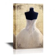 Wall26 wall26 Canvas Wall Art - White Wedding Dress on Antique Letter Paper Background - Gallery Wrap Modern Home Decor | Ready to Hang - 32x48 inches