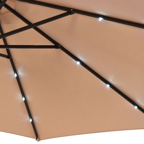 코스트웨이 [해상운송]Costway 10 Hanging Solar LED Umbrella Patio Sun Shade Offset Market WBase Burgundy