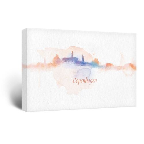  Wall26 wall26 Canvas Wall Art - Impressionism Watercolor Style City Landscape of Copenhagen - Giclee Print Gallery Wrap Modern Home Decor Ready to Hang - 12x18 inches