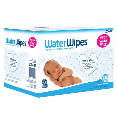  WaterWipes Sensitive Baby Wipes, Unscented, 720 Count (12 Packs of 60)