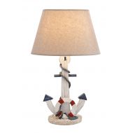 Benzara Wooden Anchor Table Lamp With An OnOff Switch In White Shade