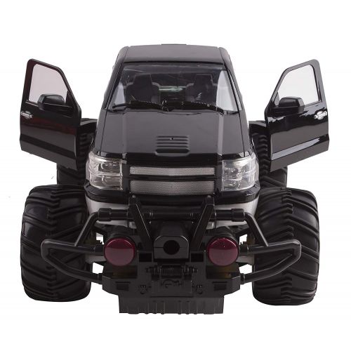  Vokodo Big Wheel Beast RC Monster Truck Remote Control Doors Opening Car Light Up With LED Headlights Ready to Run INCLUDES RECHARGEABLE BATTERY 1:14 Size Off-Road Pick Up Buggy Toy (Blac