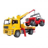Bruder Toys MAN TGA Flatbed Tow Truck w Crane Cross Country Vehicle | 02750
