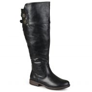 Brinley Co. Womens Extra Wide Calf Double-Buckle Knee-High Riding Boot
