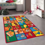 Allstar Rugs Allstar Kids  Baby Room Area Rug. Learn ABC  Alphabet Letters with Fruits Bright Colorful Vibrant Colors (4 11 x 6 11)