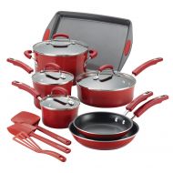 Rachael Ray Hard Enamel 14 Piece Cookware Set in Red Gradient