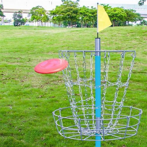 Yaheetech Portable Disc Golf Basket - Lightweight Double Chains Portable Practice Target Steel Frisbee Hole Disc Golf Goals Catcher