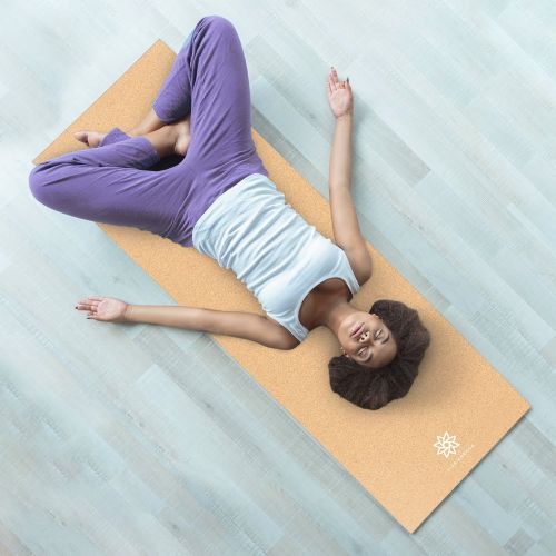  Life Energy 5mm EkoSmart Cork Yoga Mat with Yoga Strap