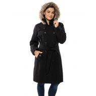 Alpine Swiss Women’s Parka Trench Pea Coat Belt Jacket Fur Hood Reg & Plus Sizes