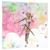 3dRose A little fairy kiss a magic frog on a pink background, Wall Clock, 10 by 10-inch