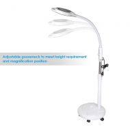 Yescom 5x Diopter LED Magnifying Rolling Floor Stand Lamp Adjustable Gooseneck Glass Lens Facial Magnifier