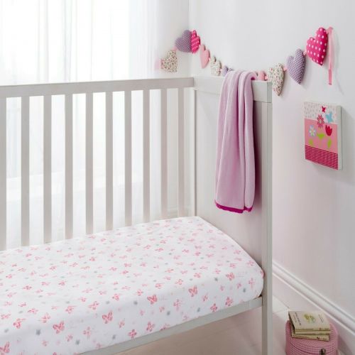  Cuddles & Cribs - 2 Pack Organic Cotton Fitted Crib Sheets for Baby & Toddler - Butterfly & Pink