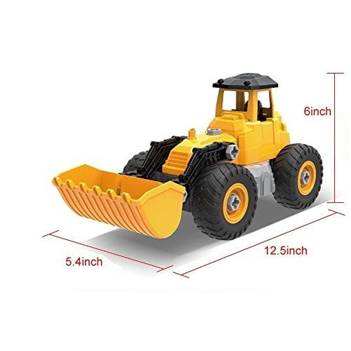  MUNDO TOYS MIAMI Construction Truck 5 IN 1 DIY (71pcs) Engineering, Tractor, Build your own kit construction, Toy Vehicle, Bulldozer, Cowcatcher, Cement Roller, Truck crane, Lift truck