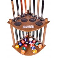 Iszy Billiards Pool Cue Rack Only 8 Pool Cue - Billiard Stick & Ball Floor Rack With Score Counters Oak Finish