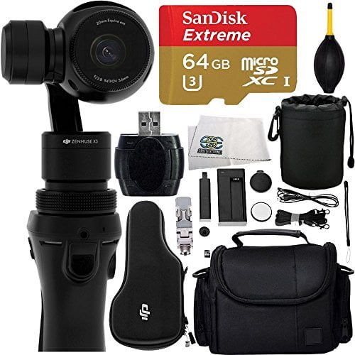 디제이아이 DJI Osmo Handheld 4K Camera and 3-Axis Gimbal 32GB Bundle 6PC Accessory Kit. Includes SanDisk Extreme 64GB MicroSDXC UHS