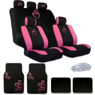 Yupbizauto New Ultimate Large Pink Heart Logo Headrest Covers Seat Covers And Floor Mats Gift Set - Shipping Included