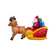 ALEKO Inflatable Santa in a Gift Stuffed Sleigh Led by Reindeer with a UL Certified Blower - 7 Foot