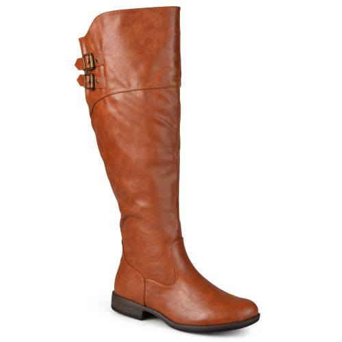  Brinley Co. Womens Extra Wide Calf Double-Buckle Knee-High Riding Boot