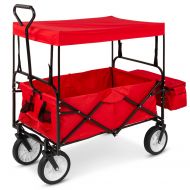 Best Choice Products Folding Wagon W Canopy Garden Utility Travel Collapsible Cart Outdoor Yard Home