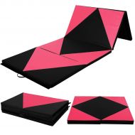 Costway 4x10x2 Gymnastics Mat Folding Panel Thick Gym Fitness Exercise PinkBlack