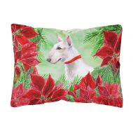 Carolines Treasures Bull Terrier Poinsettas Canvas Fabric Decorative Pillow
