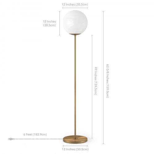  Hudson&Canal Theia Glam Globe Style Floor Lamp in White with Golden Brass Finish