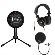 Blue Microphones Snowball iCE Microphone (Black) with Headphones and Pop Filter