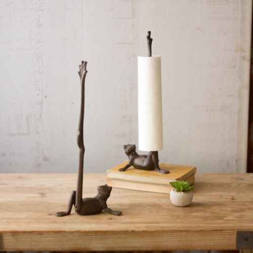  Unido Cast Iron Frog Paper Towel Toilet Roll Holder Free-Standing Organizer