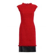 Alexander Mcqueen Tweed and leather frayed dress