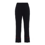Alexander Mcqueen Red piping black cady crop trousers