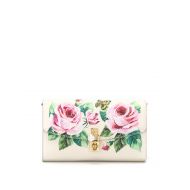 Dolce & Gabbana Roses print grained leather clutch