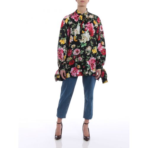  Dolce & Gabbana Bows detailed floral silk shirt