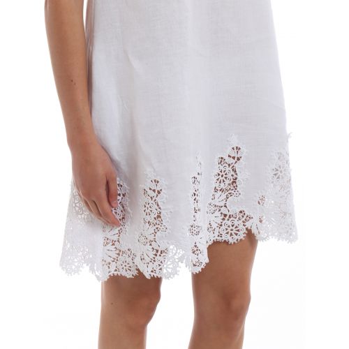  Ermanno Scervino Linen blend and lace short dress