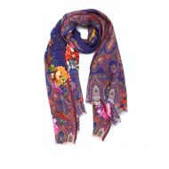 Etro Floral silk wool scarf
