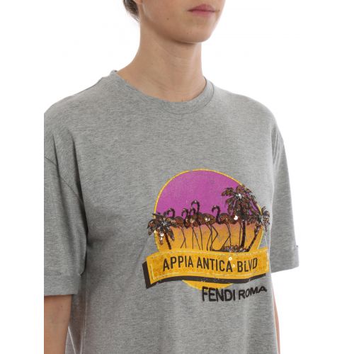 펜디 Fendi Appia Antica Blvd grey T-shirt