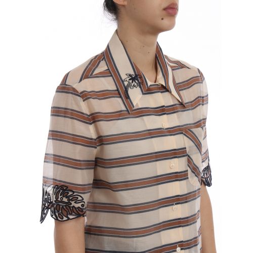 펜디 Fendi Striped cotton silk muslin shirt