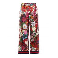 Gucci Flora Tiger silk wide leg trousers