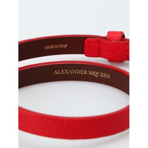  Alexander Mcqueen Double wrap red leather bracelet