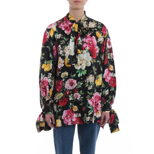  Dolce & Gabbana Bows detailed floral silk shirt