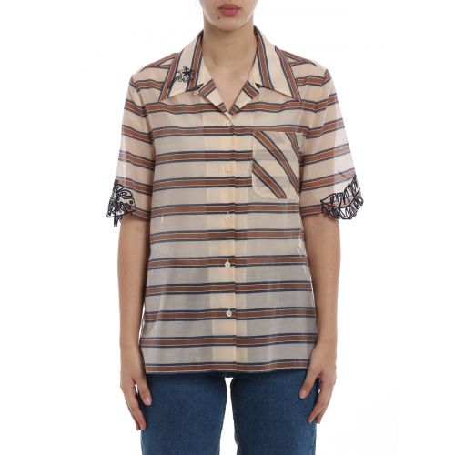 펜디 Fendi Striped cotton silk muslin shirt