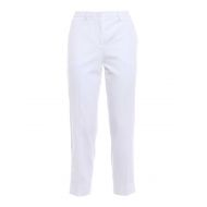 Love Moschino White cotton tapered crop trousers