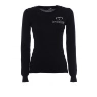 Love Moschino Black cotton crystal logo sweater