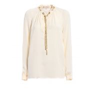 Michael Kors Chain detailed bone silk blouse