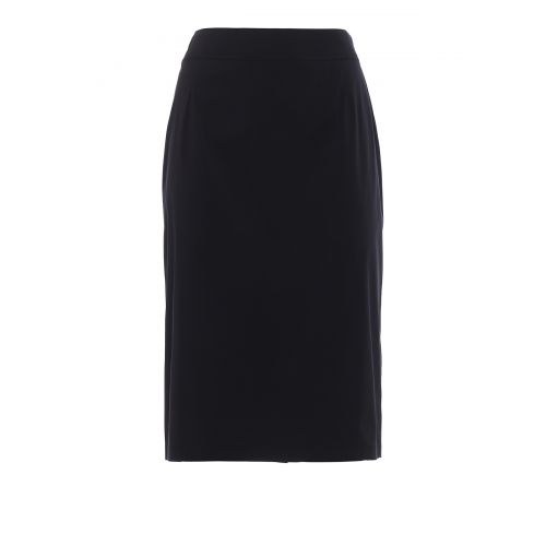 프라다 Prada Stretch poplin A-line black skirt