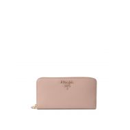 Prada Pink saffiano zip-around wallet