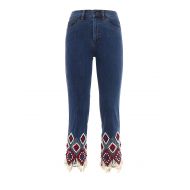 Tory Burch Mia embroidered cropped jeans