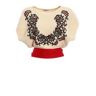 Valentino Red Bandana embroidered crop sweater