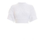 Valentino Red Cotton crochet crop crew neck