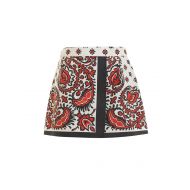 Valentino Red Rear bow Paisley mini skirt
